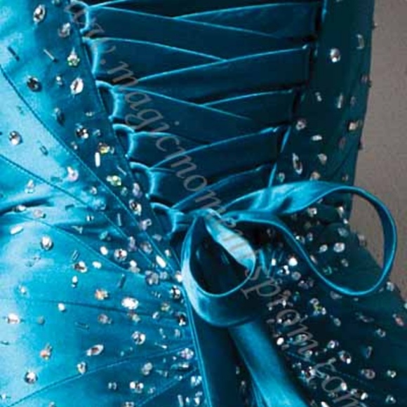 Teal Mermaid Tony Bowls Ballgown Size 10 - 12 NWT - Picture 6 of 7